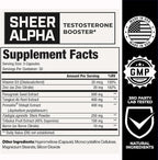 Testosterone Booster for Men - Sheer Alpha T-Booster - Clinically Backed Dose, Strongest Formula - Made in USA - Premium Blend of Fadogia Agrestis Tongkat Ali and Shilajit. 30 Servings