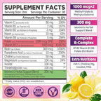 duwhot Women Methylated B-Complex Liquid Drops, Active B Vitamins B1 B2 B6 B9 (5-MTHF) & B12 1000 mcg, Vitamin C, Magnesium, Inositol, Choline & Herbal Blend for Energy, Stress Support, 2 Fl Oz