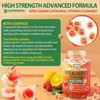 Liposomal Vitamin C 1000mg Gummies for Adults - Vitamin C Chewable with Elderberry, Zinc & 8mg Iron, Sugar Free Vit C Supplements, Daily Immune Support Gummies for Energy, Collagen Booster 60 Counts