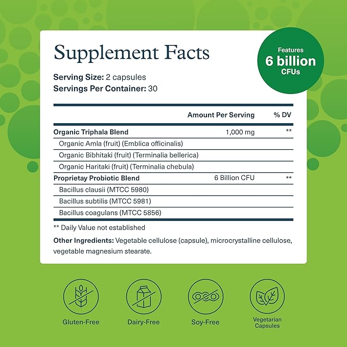 Youtheory Spore Probiotic - Helps Gut Health* - 6 Billion CFU with Prebiotics - Supports Regular Bowel Movement & Diarrhea Relief* - Shelf Stable - 60 Vegetarian Capsules (30-Day Supply)
