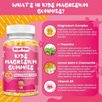 Kids Magnesium Gummies, Magnesium Glycinate Gummies for Kids & Adults with Citrate, L-Theanine, Chamomile, Vitamin B6 for Sleep, Relaxation, Brain & Muscle, Sugar Free Peach & Mango 60ct