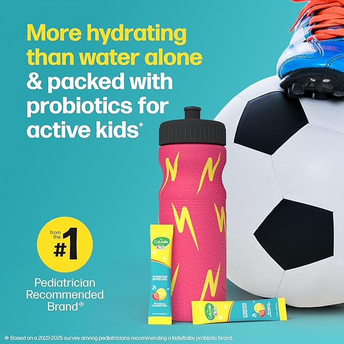 Culturelle® Kids Probiotics and Electrolytes Hydration Super Duo, Strawberry Lemonade, Sugar Free‡ Powder Packets for Immune and Digestive Support, 30 Count
