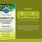 Natural Factors Whole Earth & Sea Women's 50+ Multivitamin & Mineral - Daily Multivitamin with Calcium, Selenium & More - Supports Bone & Brain Health - 120 Tablets (60 Servings)