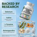 Clean Nutra Selenium 300mcg Iodine 500mcg Thyroid Support for Women & Men | L Tyrosine 500mg Ashwagandha Supplement Bladderwrack, Turmeric, Kelp, Schisandra Zinc Pills Capsule Supplements