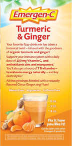 Emergen-C Citrus-Ginger Fizzy Drink Mix, Turmeric and Ginger, Immune Support, Natural Flavors with High Potency Vitamin C, 18 Count
