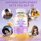 Saffron Gummies for Adult Kids, 10-IN-1 Cortisol Support Supplement with Saffron 88.5mg, Vitamin D3, B6, Magnesium, Zinc, Ashwagandha, L-Theanine, St. John's Wort, For Emotions, Slumber, 120 Count