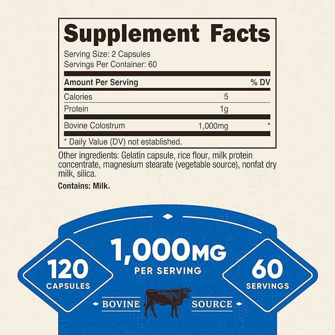 Nutricost Colostrum 500mg, 120 Caps (2 Bottles)