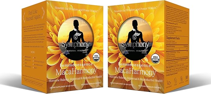 Femmenessence® MacaHarmony® – Clinically Studied Hormone Balance Support for Menstrual Health, PMS Relief, Mood, Skin & Fertility, 240 Natural Organic Vegan Capsules (120 Day Supply)