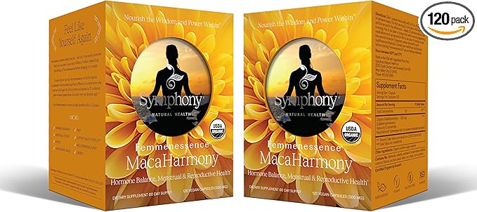 Femmenessence® MacaHarmony® – Clinically Studied Hormone Balance Support for Menstrual Health, PMS Relief, Mood, Skin & Fertility, 240 Natural Organic Vegan Capsules (120 Day Supply)