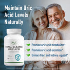 HUJ Total Cleanse Uric Acid - Uric Acid Cleanse Supplement - with Tart Cherry, Celery Seed, Marine Active 10 and Chrysanthemum Extract - Supports Joint and Kidney Health* - 60 Capsules
