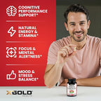 X Gold Health Korean Red Panax Ginseng + Ginkgo Biloba – 7% Ginsenosides Extra Strength – Energy, Memory, Focus & Brain Support – Premium Supplement for Men & Women – Non-GMO, 60 Vegan Capsules