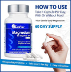CanPrev Magnesium BisGlycinate 200mg Gentle 60 Veg Caps, 60-Day Supply, Chelated Magnesium Supplement for Bone & Muscle Support, Easy to Digest, Promote Relaxation & Comfort, Vegan, Non-GMO, No Sugar