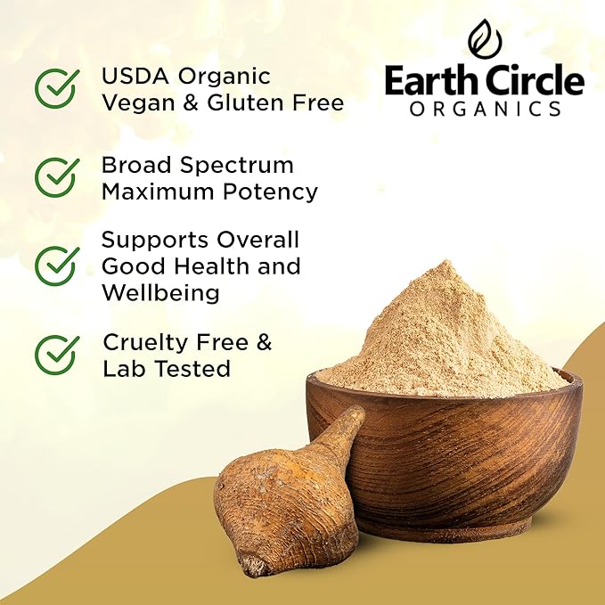 Earth Circle Organics Yellow Maca Root Powder, Natural Superfood, Helps with Energy, Weight, and Women's Fertility - Vegan - 8 Ounce (Pack of 2)