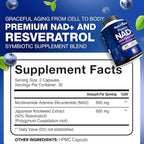 Nutrivein Premium NAD + Resveratrol Supplement 600 mg - 30 Servings (60 Capsules): Powerful Synergistic NAD Resveratrol Supplement - Aging, Cognition, Metabolism, & Overall Well-Being