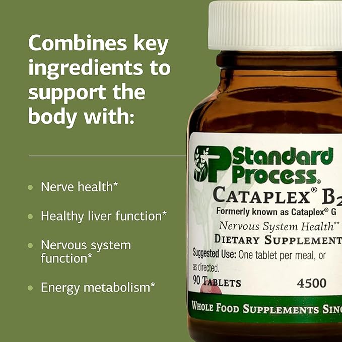 Standard Process Cataplex B2 - Support Nervous System, Brain & Nerve Health - Excellent Source of Vitamin B2 & B6 - Non-Dairy & Non-Soy - 90 Tablets (90 Servings)