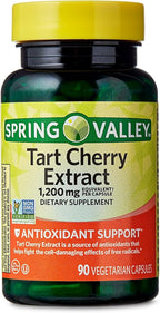 Spring Valley Tart Cherry Extract Antioxidant Support Dietary Supplement Vegetarian Capsules, 1,200 mg, 90 Count (Pack of 1) - Set by Basket Goods