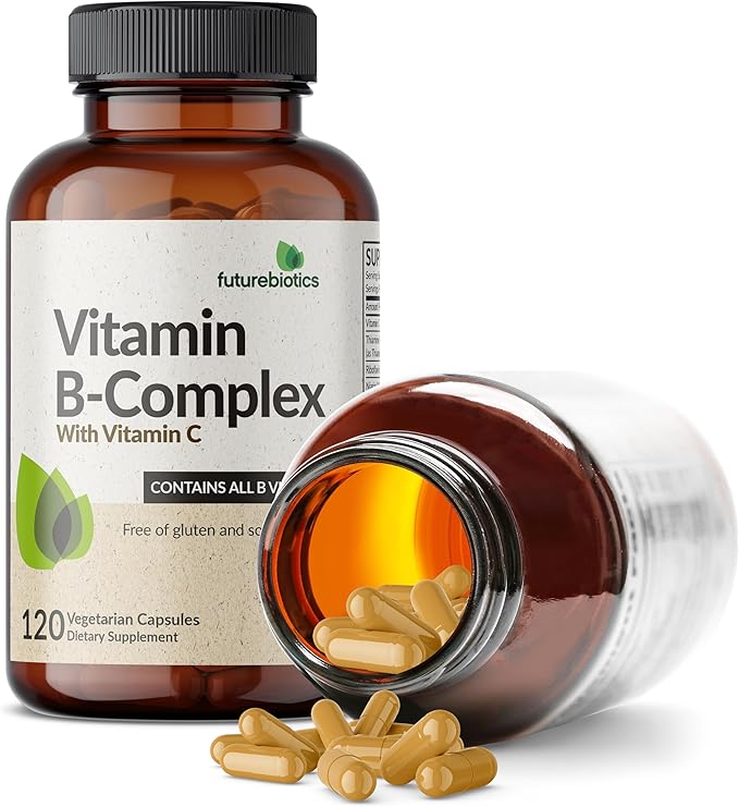 Futurebiotics Vitamin B Complex with Vitamin C Supports Energy Production, Nervous System & Immune Support - Non-GMO, 120 Vegetarian Capsules