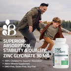 Bronson Zinc Glycinate 30mg Chelated Superior Absorption 100% Chelated Formula Non-GMO, 120 Vegetarian Capsules