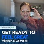 Vitamin B Complex with Vit C & Folic Acid (Folate) - 8 High Potency B Vitamins: B1, B2, B3, B5, B6, B7, Vitamin B12 + Biotin, Choline & Inositol. Aids Mood, Energy, Nervous System & Immune Support