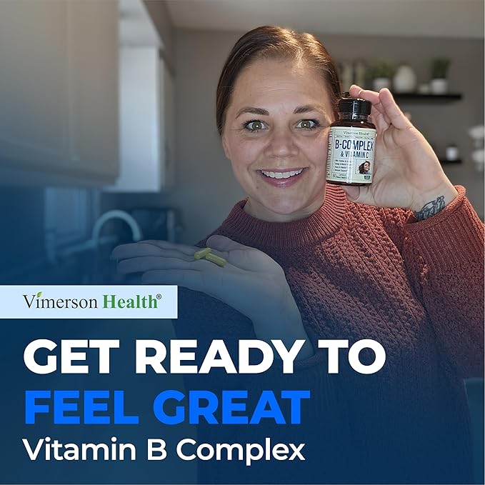 Vitamin B Complex with Vit C & Folic Acid (Folate) - 8 High Potency B Vitamins: B1, B2, B3, B5, B6, B7, Vitamin B12 + Biotin, Choline & Inositol. Aids Mood, Energy, Nervous System & Immune Support