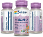 SOLARAY Turmeric Supplement 600mg - Turmeric Root with 95% Curcumin - Joint Support Supplement - Joint Health, Gallbladder and Liver Support, Non-GMO, Vegan, Gluten Free, 60-Day Guarantee, 60 Servings