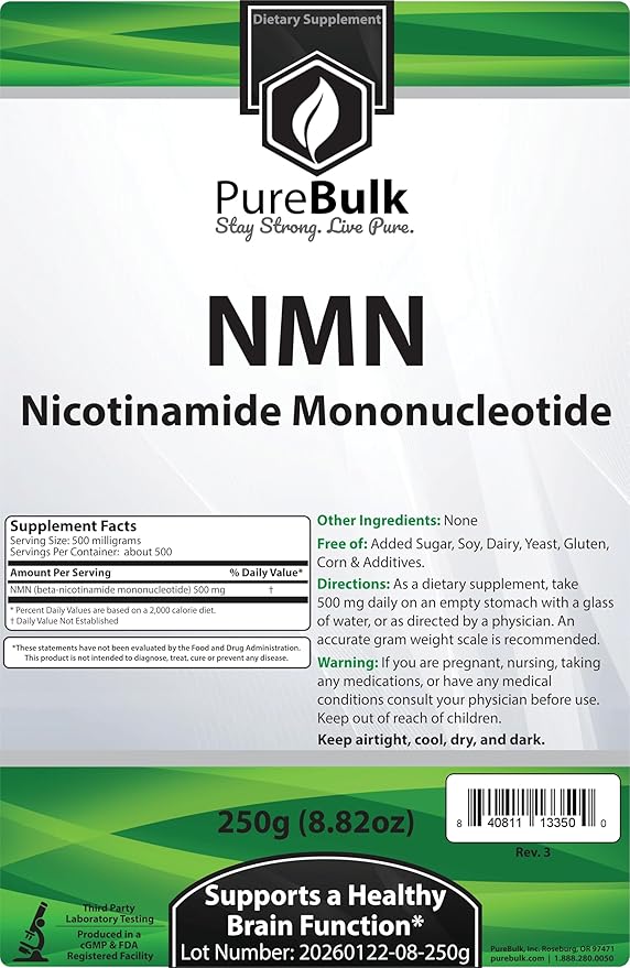 Nicotinamide Mononucleotide (NMN) - NAD Supplement - NMN Powder (250 Grams)
