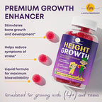 Height Growth Gummies for Kids & Teens - Calcium, Vitamin D3 + K2, Zinc, Magnesium, L-Arginine, Vitamin C - Multivitamin for Teen Boys & Girls - Grow Taller Supplement for Kids Height - 60 Gummies