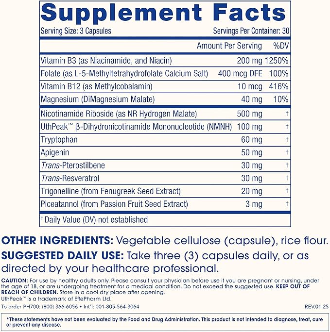 ProHealth NAD Triple Boost | 90 Capsules | 500 mg NR + NMNH, Pterostilbene, Apigenin, and More | Builds, Protects & Transforms NAD+ for Cellular Energy | USA Manufactured, Triple Lab-Tested