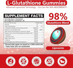 30 Days Supply 2500MG Liposomal Glutathione Gummies,Enhance 98% Absorption-for Skin whitening & Support Liver Function, Antioxidant for Aging Alleviation