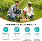 Probiotics for Women & Men - 300 Billion CFU, 24 Strains Probiotic + 15 Organic Herbs Prebiotics Blend, for Overall Digestive Gut Health, Immune, Constipation & Bloating, Shelf Stable - 2 Month Supply