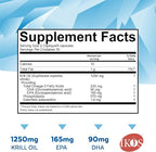 Viva Naturals Antarctic Krill Oil 1250 mg, Omega 3 EPA DHA and Astaxanthin, Joint Support and Brain Supplement with Antioxidant Properties, No Fishy Aftertaste (Pack of 6)