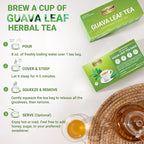 LeafLea 120 Guava Leaf Tea Bags, Premium Natural Herbal Tea, 100% Hojas De Guayaba, Caffeine-Free, Non-GMO, Supports Digestion & Immune Health, Packed with Natural Goodness