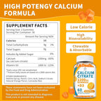 (3 Pack) Calcium Citrate 1200 mg Gummies with Vitamin D3, High Absorption Calcium Supplements for Women & Men, Sugar Free, Non-GMO, Gluten Free, Supports Muscle & Immune - Orange Flavor