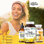 Wild & Organic Black Maca Root Capsules for Men & Women 500 mg - Maca Root Extract for Overall Support - 90 Vegan Capsules - Women & Men Supplement - 90 Days Supply - Non-GMO, No Fillers, Gluten-Free