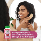 Human Beanz Biotin Jelly Bean Gummy Vitamins, Extra Strength Biotin for Hair, Skin and Nails, 5000mcg per Serving, Hair Growth Vitamins for Men and Women, 120 Strawberry Blast Jelly Beans, Kosher