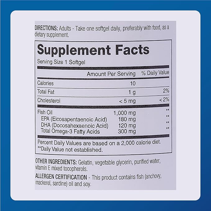 MAJOR Omega-3 Fish Oil - Fish Oil Supplement 1000mg - 100 Softgels (1-Pack)