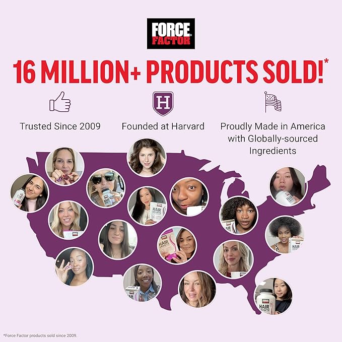 Force Factor Hair Growth Accelerator Soft Chews, Vitamins for Women and Men with Clinically Studied Lustriva and Biotin, Promotes Thicker, Fuller, Stronger Hair, Mixed Berry, 60 Soft Chews (Pack of 2)
