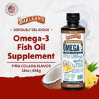 Barlean's Omega 3 Fish Oil Liquid Supplement for Men and Women, 1080mg of EPA and DHA Fatty Acid, Promotes Brain & Heart Health - Non-GMO, Pina Colada, 16 oz