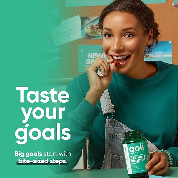 Goli Nutritional Supplement, Pre+Post+Probiotics Gummy - 180 Count - World's First 3-in-1 Gluten-Free, Vegan, Non-GMO, and Gelatin-Free.