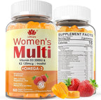 Womens Multivitamin Gummy with Omega 3（DHA/EPA), Vitamin D3 K2, Calcium, Inositol, Daily Womens Vitamin A C E B Complex, L-MethylFolate, Methyl B12,Sugar Free Methylated Multivitamins Minerals, 60Cts
