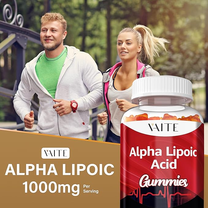 Alpha Lipoic Acid Gummies – Extra Strength ALA Antioxidant Supplement for Brain Health and Nerve Support – Non-GMO, Vegan, Gluten-Free – 60 Chewable Supplements for Antioxidant and Pain Relief (2pack)