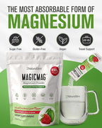 NaturalSlim Magicmag Pure Magnesium Citrate Powder – Stress, Constipation, Muscle, and Heart Support | Magnesium Supplement Drink Mix Strawberry Lime 0.16 Ounce