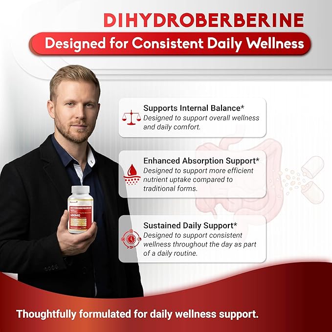 Dihydroberberine - Super Berberine - Patented GlucoVantage 810mg - 5X Absorption - with Resveratrol Cinnamon Grape Seed Extract- Support Metabolism, Digestion (90 Count (Pack of 1))