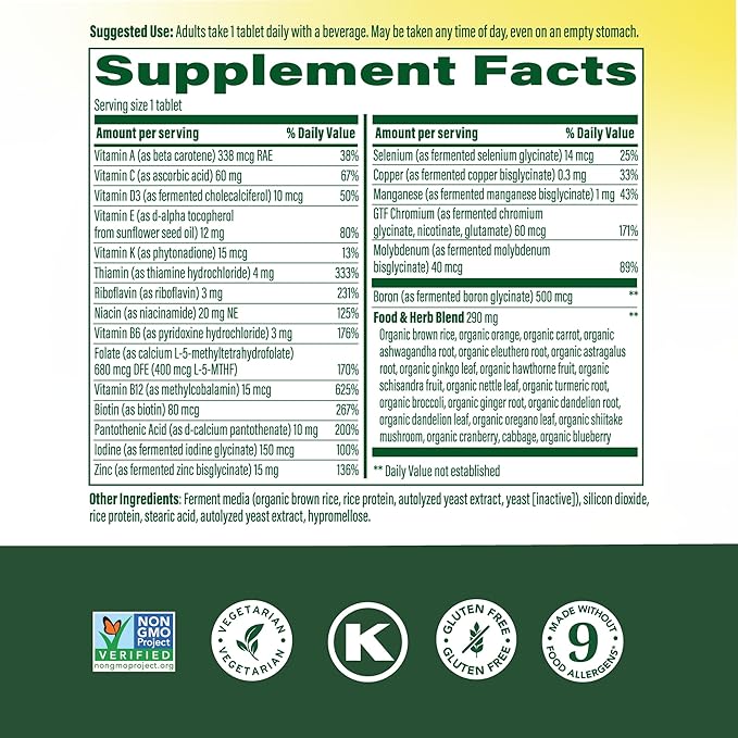 MegaFood Multivitamin for Men 40+ One Daily Mens Multivitamins - Methylated B12, Vitamin D3, B6, C & Zinc, Muscle & Bone Health, Energy Metabolism, Immune Support Supplement, Vegetarian, 60 Tablets