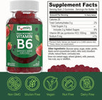 YUM-V'S Vitamin B6 Gummies - High Potency Vitamin B6 100mg - Strawberry Flavor B6 Vitamins Gummies - Nerve & Immune Function, Non GMO Kosher, 60 Count - 2 Pack