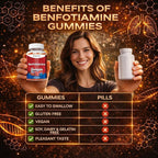 Benfotiamine 320mg Gummies with 45mg L-Leucine Supplement: Essential Vitamin B1 Complex for Men and Women, Non-GMO, Vegan & Gluten-Free - Supports Metabolism, Energy & Nervous System Health