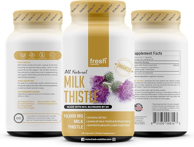 Fresh Nutrition Milk Thistle Capsules (10,000mg) (Pack of 2)