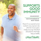 Maxi Health 1000 mg Vitamin C - 1000mg Tablets Ultra High Absorption Formula - Gluten Free Kosher Dietary Non GMO Supplement for Immune Support - Vitamin C Tablets from Ascorbic Acid, (250 Count)