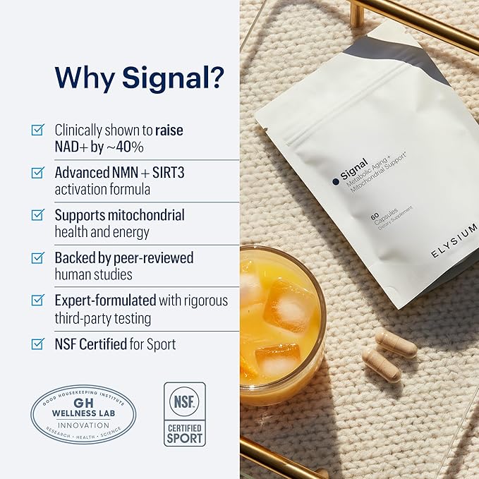ELYSIUM Signal NMN Supplement - Clinically Proven to Support NAD+ Production, Mitochondrial Function & Metabolic Health - Nicotinamide Mononucleotide and SIRT3 Activation Complex- 30 Day Supply