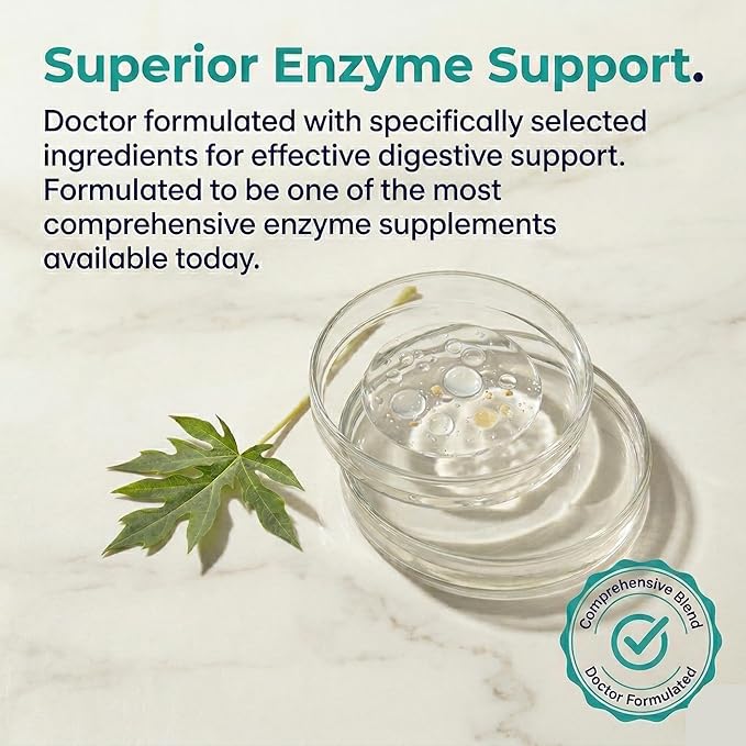Digestive Enzymes Supplement with Ox Bile Salts 30mg - Betaine HCl 100mg - Supports Digestion, Gas & Bloating - Gallbladder Support (No Gallbladder) - Doctor Formulated - For Men & Women - 90 Tablet